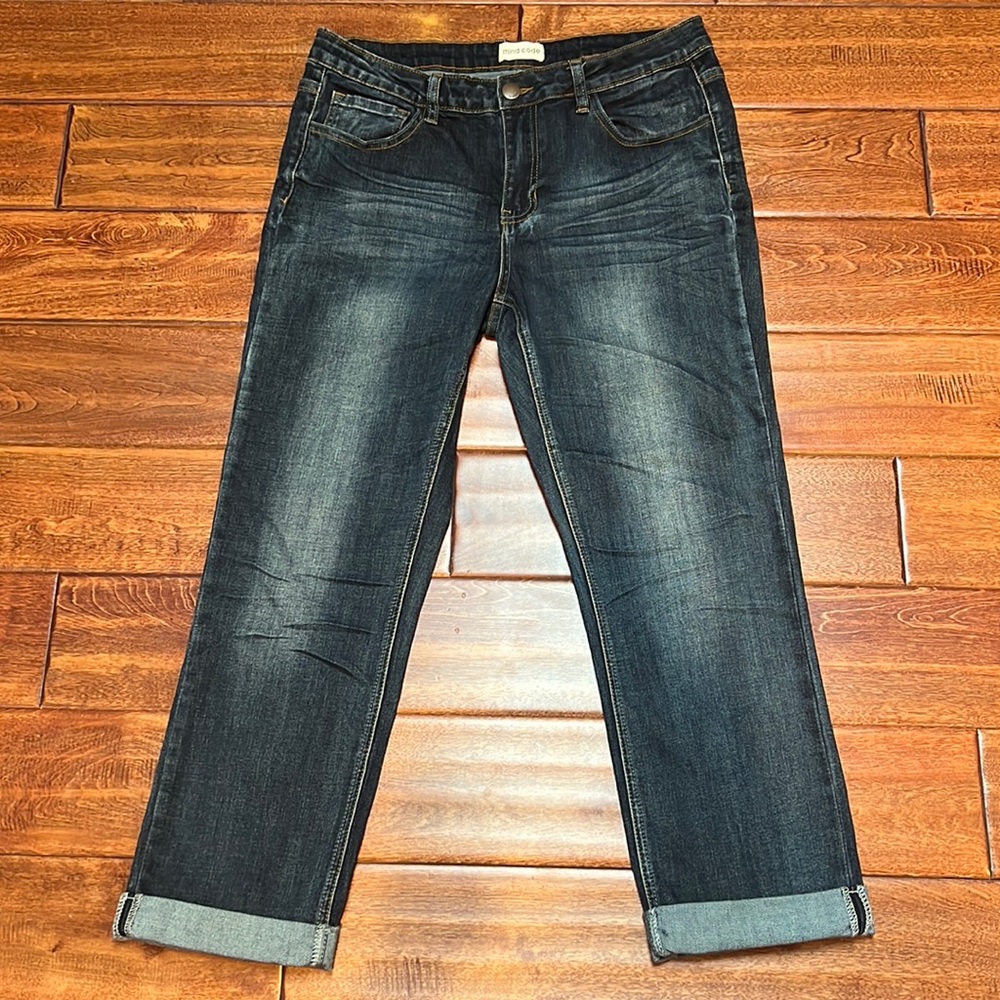 Mind Code Cropped Mid-rise Straight Denim Jeans with stretch Size 13